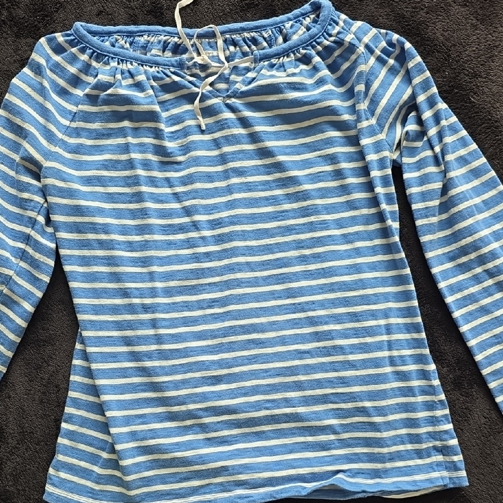 Talbots Long Sleeve Blue and White Striped Tee